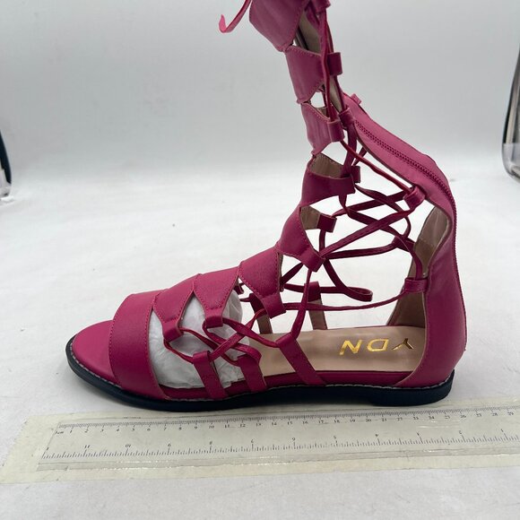 YDN Rosy Ankle High Gladiator Sandals for Women Lace up Open toe Flats Zips Shoe - Picture 2 of 8